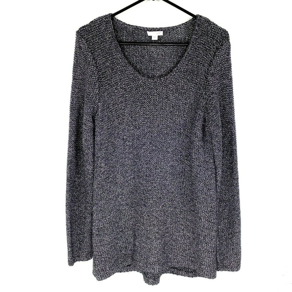 J Jill Womens Sweater Size Small‎ Black V-Neck Metallic Chunky Pullover